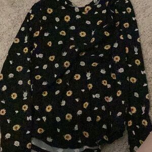 Floral Black Long Sleeve Top